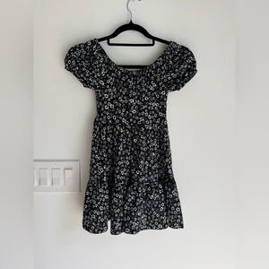 Zara Girls Black and White Puff Sleeve Sundress Size 7Y NEW